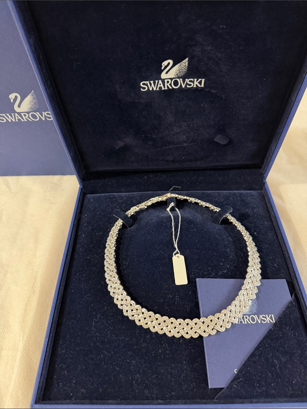 Swarovski Silver Crystal Braided Collar Necklace